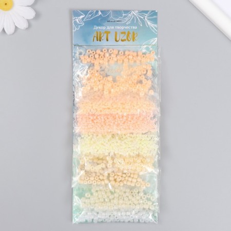 Round beads "delicate colors of white-yellow-pink" 8 colors x 10 grams-2