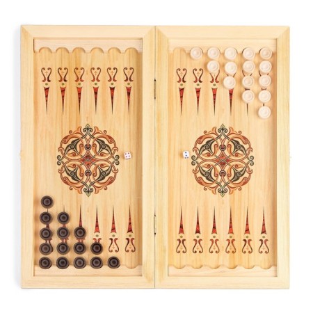 NARDS "TAARIT WOLL", wooden board 40 x 40 cm, with a field for playing checkers-1