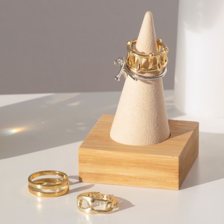 Standing under a ring 5 × 5 × 8 cm, cone, beige color-1