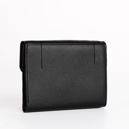 Women's wallet on the button, black color-1