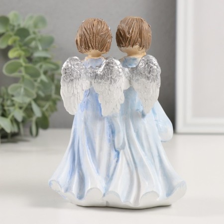 Souvenir Polystone "Angels in Blue Play the pipe" 10.5x8x14.5 cm-2
