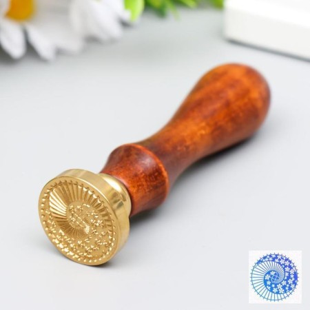 Printing for wax with a wooden handle "Yin -Yang - Chinese umbrella" 9x3x3 cm