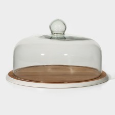 A dish for serving with a heaven lid, d = 33 cm, bamboo, glass, color mix