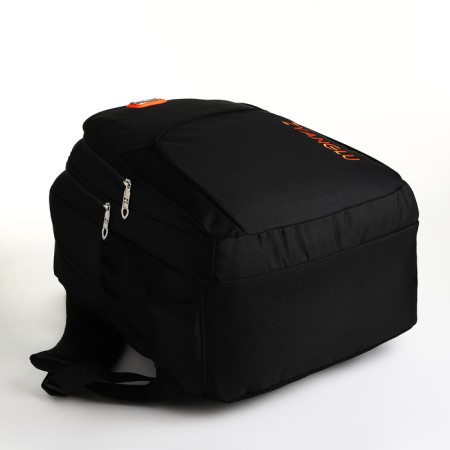 Youth backpack on a zipper, 4 pockets, black color/orange-4