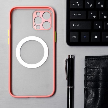Luazon cover for the iPhone 12 Pro Max, support for magsafe, edging, plastic, pink-1