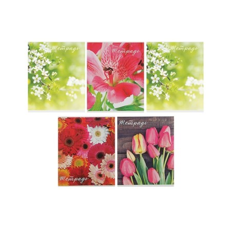 Notebook of 48 sheets in Calligrata "Flowers", cover covered paper, block No. 2, whiteness 75% (gray sheets), mix