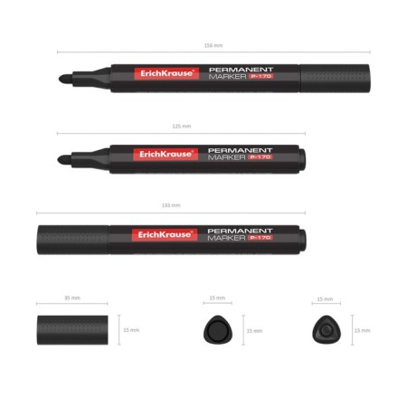 Permanent Erichkrause P-170, 2.0 mm permanent, alcohol-based ink, black-2