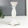 Polystone candlestick for 1 candle "lush sheet" white 21.5x9x9 cm