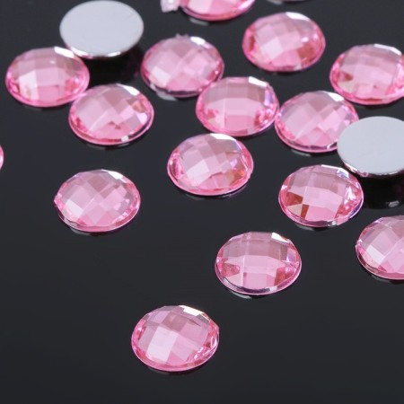 Flat adhesive rhinestones (set 20 pcs.), 10 mm, pink color