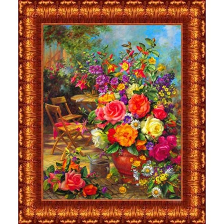 Fabric-scheme for embroidery with ribbons on the Gabardin Karolinka, 25x35 cm