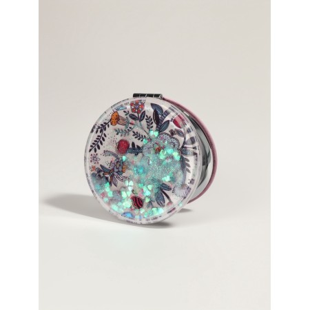 Folding mirror "flowers", d = 7.2 cm, with an increase, white/purple color-1