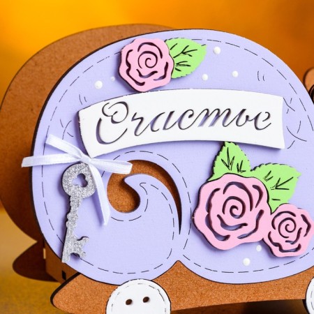 Kashpo wooden "Snail", 15.5x9.5x12.5 cm, oak-lilac-3