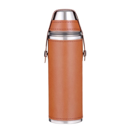 Alcohol flask, stainless steel, gift, 300 ml, with 3 piles of 30 ml-2