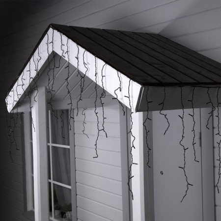 Garland "fringe" 4 × 0.6 m, IP44, dark thread, 180 LED, glow blue, white flicker, 220 V-1