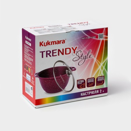 Trendy Style, 2 liter pan, glass cover, anti -stick coating, green color-7