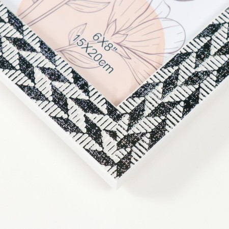 Photo frame plastic 15x20 cm "Double braid" black and white 18x23.8 cm-2