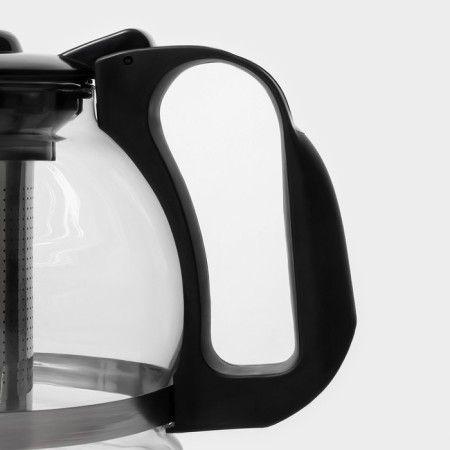 The teapot glass tender “Illusion”, 1.5 l, with metal sieve, black color-2