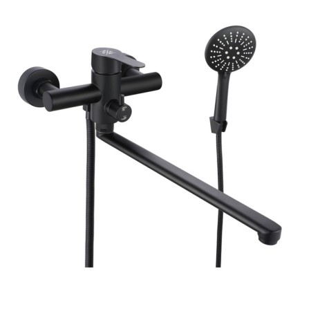 Bath mixer "RMS" SUS124BL-006EP, pouring 350 mm, shower set, stainless steel