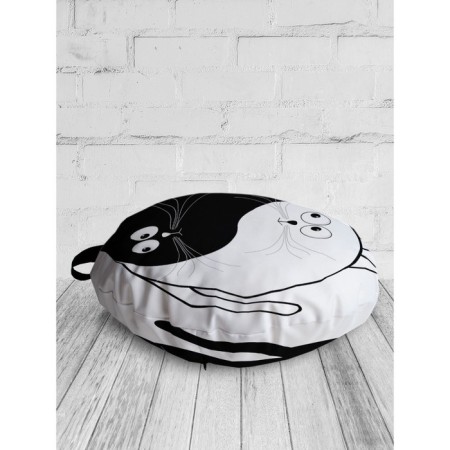 Pillow Siddle "Balance of Cats", decorative, D = 52 cm-1