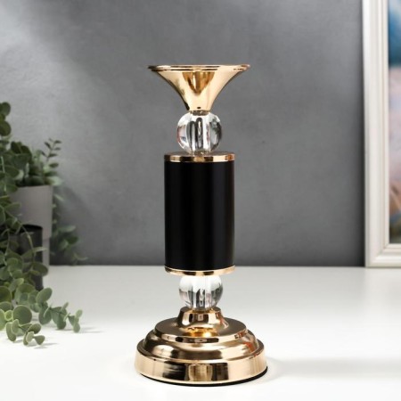 Summary Metal for 1 candle "Column with crystals" black with gold 30x12x12 cm-1