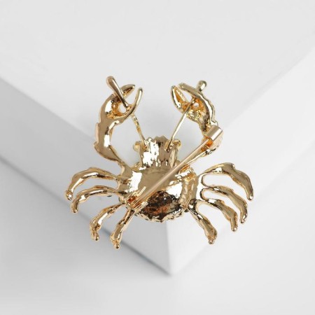 Brooch "Krabik", white-green color in gold-1