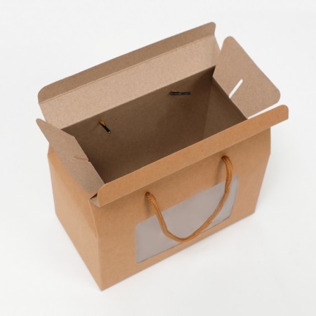 Box-pack, with a window and handles, craft, 20 x 15 x 11 cm-2
