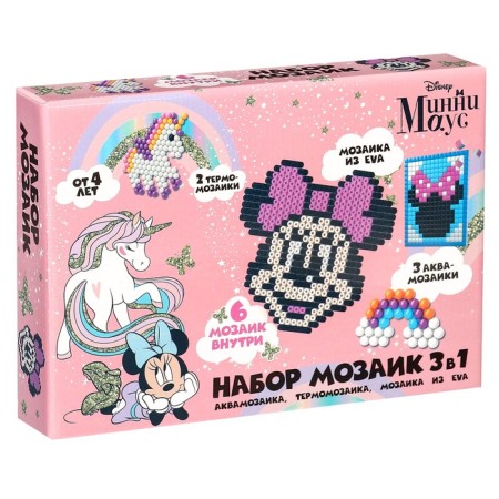 Набор мозаек 3 в 1 , Авквамозайка, Темпомозайка и ЕВА "Единорог", Минни Маус