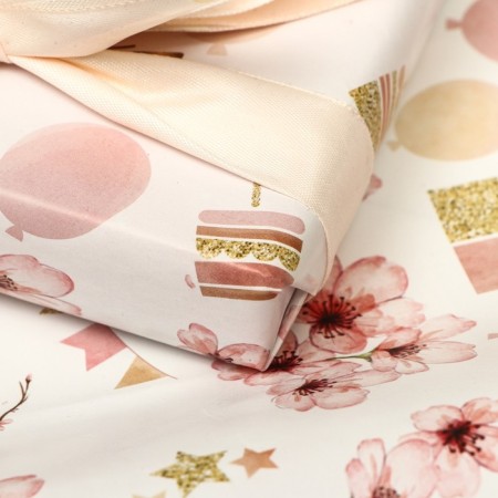 Package paper, glossy "Flower congratulations", 70 x 100 cm, 1 sheet-1