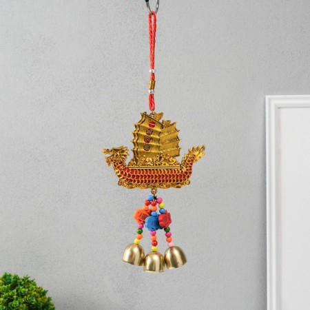 Bell Metal "Ship of the Golden Dragon - Wealth" 3 bells 13x31.5 cm-2