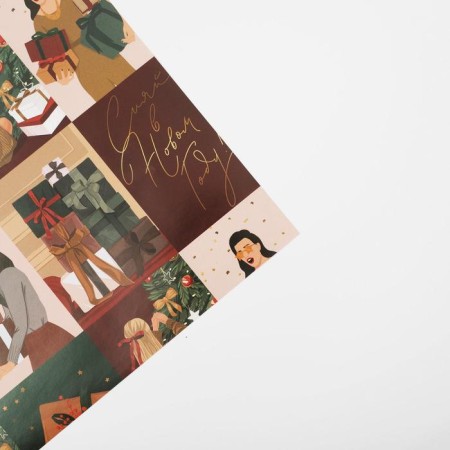 Glossy packaging paper “Stylish girls”, 70 x 100 cm, New Year-2