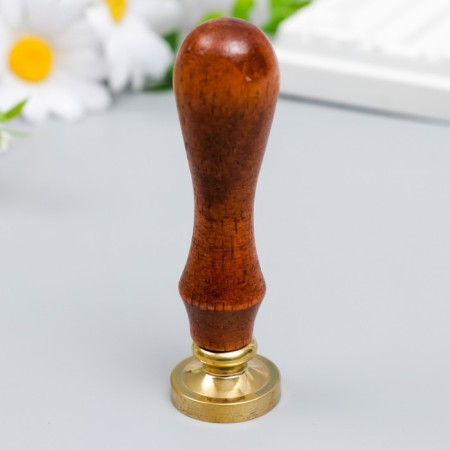 Printing for wax with a wooden handle "Cat and Flower" 9x2.5x2.5 cm-2
