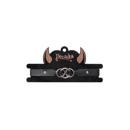 Pecado BDSM chocker, with tied rings, genuine leather, black-6