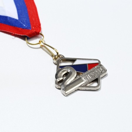 Prize medal 191, D = 4 cm. 2 place. Color: Silver. With a ribbon-3