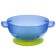 Feeding set: a bowl on a suction cup with a lid, spoon, blue color