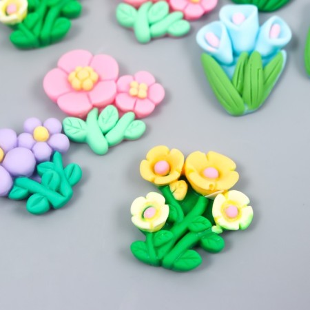 Decor for creativity plastic "Flower bush" set 8 pcs mix 2.8x3x0.7 cm-1