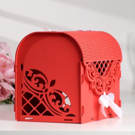 Family Bank "Openwork", with rhinestones, red-white, 23.5x17x20 cm-1