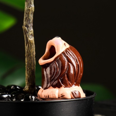 Waster "Lion" for indoor and garden plants, yellow, Kungur ceramics, 0.2l, 6cm-8