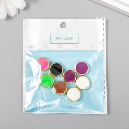 Beads for creativity plastic "Circles, bright gloss" mix set 8 pcs 1.4x1.4 cm-2