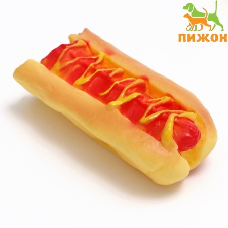 Brying toy "Under-eaten hot dog" for dogs, 12 cm
