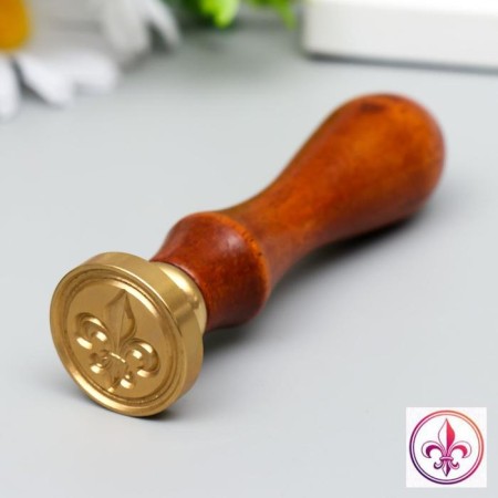 Printing for wax with a wooden handle "Heraldic Lilia" 9x2.5x2.5 cm