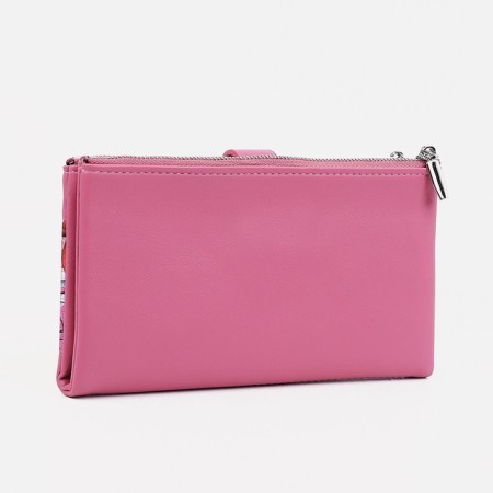 Women's wallet on the button, pink color-1