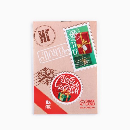 Gift set New Year's notebook, handle and eraser "Winter Post"-4