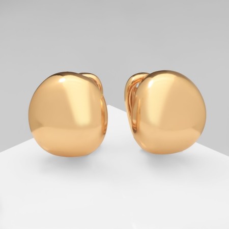Earrings Metal "Accord" hemisphere, gloss, color gold