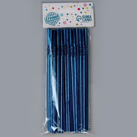 Cocktail tubes with corrugation, in a set 25 pieces, blue color-1