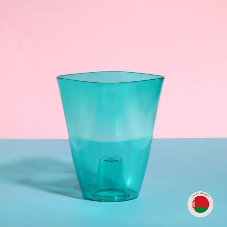 Pot for orchids, 1.5 l, 13 × 17 cm, plastic, transparent-turquoise-3