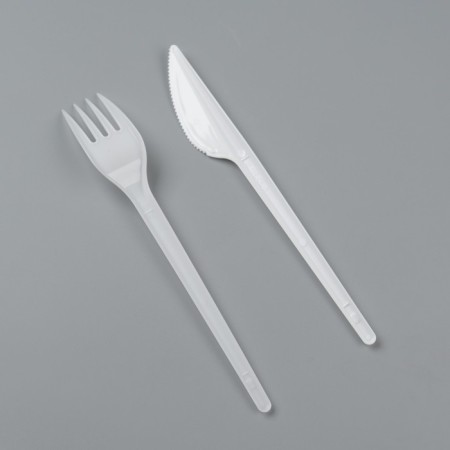 A set of disposable dishes "White" fork, knife, toothpick, napkin, 16.5 cm-2