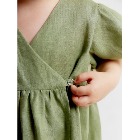 Платье детское Крошка Я Linen, р. 68-74, зеленый-3