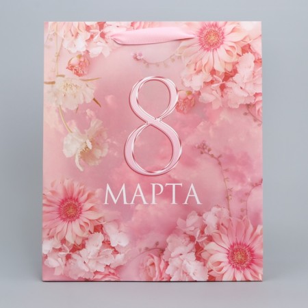 Gift Package laminated, packaging, “since March 8”, flowers, m 30 x 26 x 9 cm-2