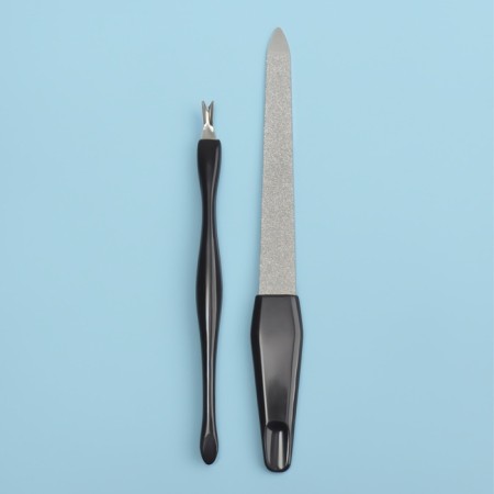 Manicure set, 2 items, on a blister, black/silver color-1