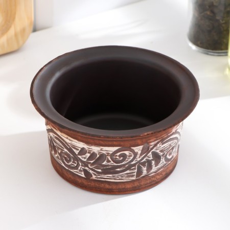 Coconut for julienne with a lid 0.2 l, 8x10x10 cm, Angob-2